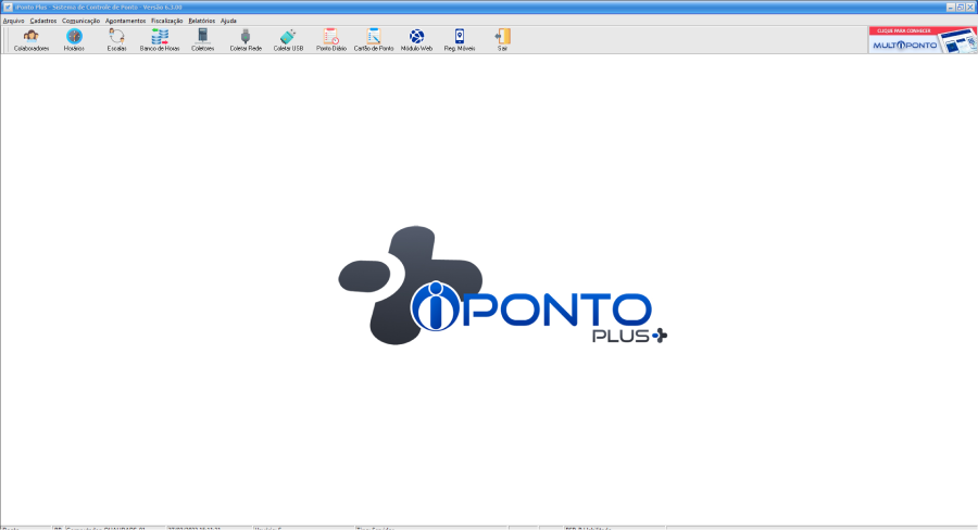 interface do sistema de ponto iPonto com controle de horas e configurações