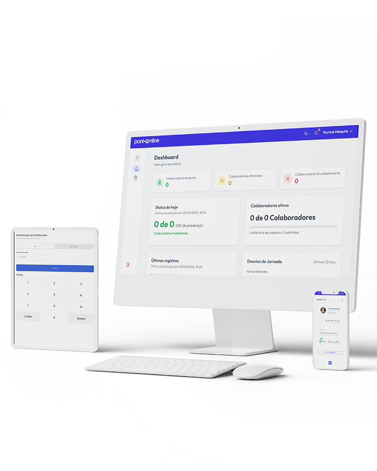 Sistema de ponto online com acesso pelo computador e celular para controle de jornada dos colaboradores